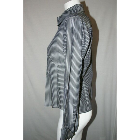 Espirit De Corp Women's Blouse Gray Size M Long Sleeves Collar Cuffs Buttons - Picture 6 of 7